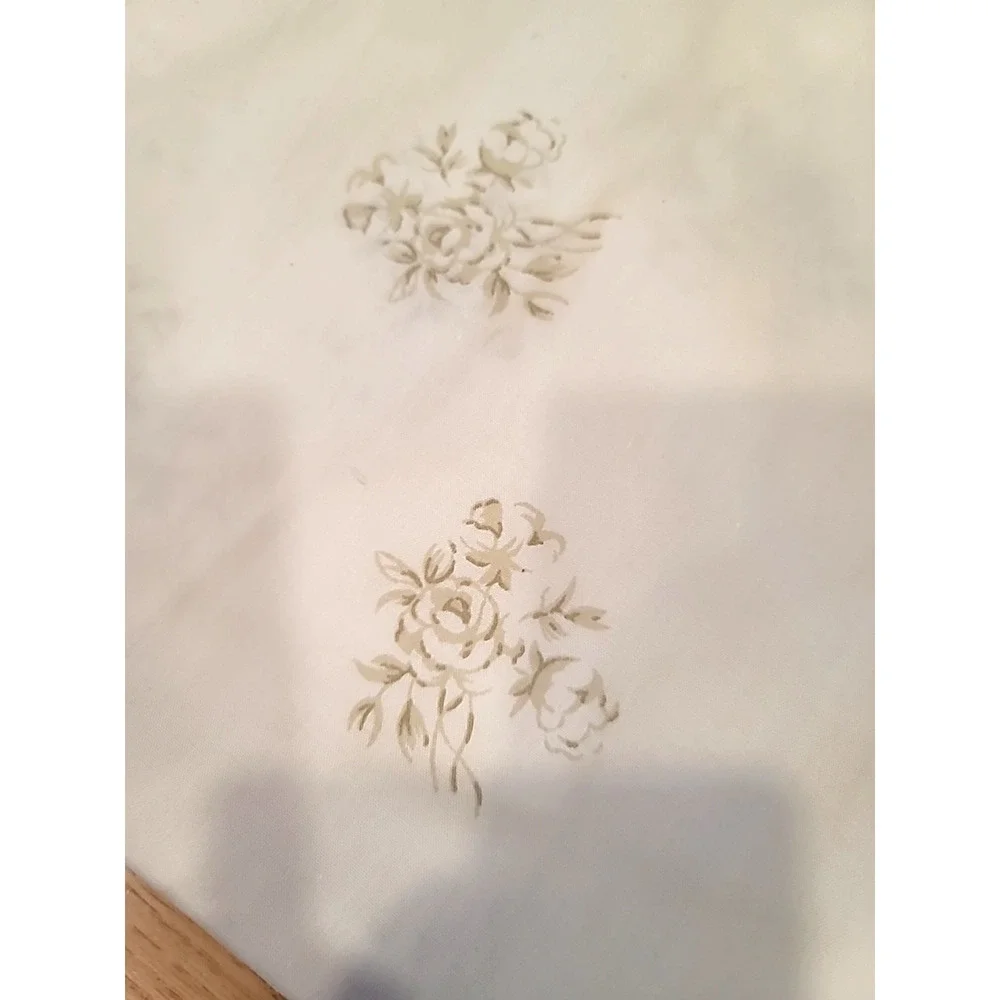 Vtg Cottage Core‎ Full Size Floral Ruffled Bedspread w/Ivory Flower Sheet Set